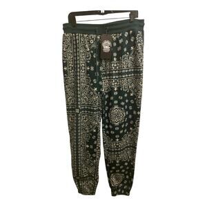 Crooks & Castles Men's L Paisley AOP Jogger Pants Teal Green Blue Sweatpants NWT